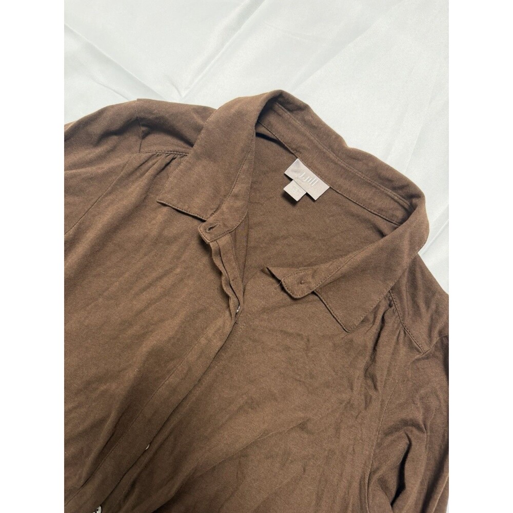 J Jill Chocolate Brown Cotton Modal Button Down Shirt Stretch Size S